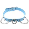 Comercio electrónico transfronterizo fuente Europa y Estados Unidos original nuevo punk remache exagerado cadena de anillo O grande collar de cuero PU