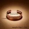 Set de Pulsera y Anillo Magnéticos de Venta Caliente Transfronterizo, Pulsera Magnética con Diseño de Flor, Joyería Unisex Estilo Retro Cepillado de Cobre Rojo Antiguo