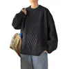 Novo suéter masculino de tricô trançado para outono e inverno, casual e versátil, estilo maduro, pulôver de tricô liso com gola redonda