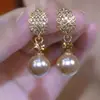 Moda Coreana Exquisitos Brincos de Pérola Folha de Diamante Roxa Agulha de Prata S925 Design de Nicho Brincos de Alta Qualidade Atacado