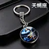 Llavero de los Doce Signos del Zodíaco para Hombres y Mujeres, Colgante para Mochila de Estudiante, Llavero Colgante Giratorio de Luna Doble Cara del Zodíaco Grande