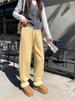 Pantalones Haren Rectos Engrosados Forrados de Lana para Mujer Ropa Exterior Otoño e Invierno Cintura Alta Sueltos Adelgazantes Pequeños Pantalones de Deporte