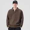 Roupas Masculinas Feng She / Suéter Pulôver com Zíper na Gola Masculino Retrô Japonês Solto Cor Sólida Tricô Casal Outono Inverno