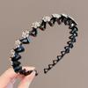 Diadema de Pedrería Flor de Ciruelo Diadema Ondulada Dentada Formado de un Empuje Todo Combinable Antideslizante Clip para Cabello Roto Clip para Cabello Femenino