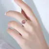 Anel de gato fofo de cristal de morango Fangxing feminino Prata de lei S925 cristal rosa anel de dedo aberto personalidade doce nicho