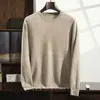 Suéter de cachemira pura para hombre, cuello redondo, fino, color liso, corte holgado, talla grande, tejido de punto business casual, suéter básico