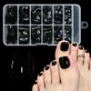 Uñas de los pies postizas estilo francés transfronterizas, en caja, nuevas y populares, 120 piezas por caja, pegatinas para uñas de los pies rosa nude
