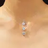 Collar de Cadena para Clavícula Múltiple, Estilo Minimalista Fresco, con Colgante de Gota de Agua de Vidrio e Hilo de Pesca Invisible para Mujer, Moda Transfronteriza