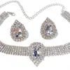 Collar de Lujo Europeo y Americano de Múltiples Capas con Pedrería Geométrica, Aretes, Collar de Cristal Colorido Grande con Gota de Agua, Collar de Moda Exagerado