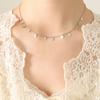Collar versátil de múltiples accesorios estilo Palacio Romano europeo y americano ins, cadena para clavícula de acero de titanio chapado en oro real de 18K P533-8