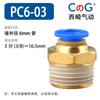 Conector rápido traqueal de cobre PC8-02 rosca externa conector rápido recto PC10/12/14/16 conector de alta presión
