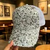 Gorra de malla con lentejuelas para mujer, gorra de verano moderna estilo coreano, gorra de moda que hace que la cara se vea más pequeña, gorra de béisbol para caras redondas, en stock para primavera