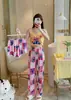 Pijama de Exportación Transfronteriza Conjunto de Tres Piezas de Dibujos Animados Tirantes de Leche + Pantalones Cortos + Pantalones Conjunto de Ropa para el Hogar