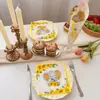 Papel de Pañuelo Estampado de Dibujos Animados, Servilletas Estampadas de Girasol y Elefantito, Servilletas de Papel Decorativas Desechables para Fiestas Infantiles