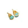 Colgante de Acero Inoxidable y Piedra Natural, Colgante Dorado de Calabaza de Ocho Puntas, Collar, Pendientes, Accesorios de Joyería Estilo Europeo y Americano DIY