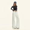 25º Look do Dia! |Calça Casual de Pierna Larga com Cintura Costurada em Renda Outono e Inverno Calça Reta Sexy de Cintura Baixa Comprimento Total