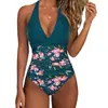Nuevo traje de baño de una pieza bikini de comercio exterior transfronterizo europeo y americano para mujer, sin espalda, sexy, con tiras cruzadas, bloques de color, trajes de baño para mujer de Amazon