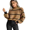 Suéter cruzado para mujer estilo europeo y americano con cuello medio alto, nuevo estilo otoño e invierno 2026, holgado y casual, top básico de punto talla grande