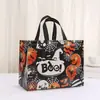 Nueva Bolsa de Tela No Tejida para Halloween, Bolsa de Tote Creativa con Estampado de Calabaza de Halloween, Divertida Bolsa de Regalo Navideña de Dibujos Animados