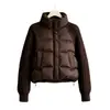 2026 Invierno Nuevo Estilo Coreano Cuello Alto Cálido Tejido Manga Algodón Chaqueta Mujer Corta Moda Holgada Engrosada Patchwork Ropa Exterior