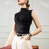 Camisa básica sin mangas con cuello medio alto y nuevo diseño de otoño e invierno con estilo occidental.