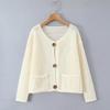 Comércio Exterior Transfronteiriço Roupas Femininas Estilo Europeu e Americano Casual Versátil Cardigan de Tricô Grosso Outono 2025 Novo Suéter de Cor Pura