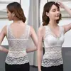 Chaleco con almohadilla en el pecho para mujer, ropa interior de verano, prenda exterior, talla grande, chica rellenita, encaje, tirantes, espalda descubierta, prenda interior, camiseta básica, top de tubo