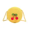 Bolso Pequeño Redondo Tejido de Paja de Verano para Niños, Mini Bolsa Cruzada de Ganchillo Ligera de Frutas para Playa para Niños y Niñas