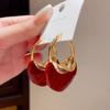 Pendientes grandes irregulares exagerados con esmalte francés retro de alta calidad para mujer, estilo nicho europeo y americano, con viento frío.