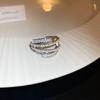 Anillo abierto de perla con lazo de circón de lujo ligero, exquisito brazalete elegante de moda para dedo índice de alto sentido, venta al por mayor de fábrica