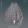Camisa Xadrez Masculina Estilo Coreano Tendência Casual Primavera e Outono Estilo Hong Kong Retro Marca Tendência Versátil Jaqueta Solta de Manga Comprida
