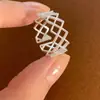 Anillo de Flor Cepillada de Plata de Ley S925 para Mujer, No se Desvanece, Diseño Abierto, Lujo Ligero, Nicho, Sensación de Alta Gama, Anillo para el Dedo Índice, Moderno