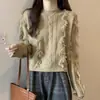 Suéter franjado estilo francês, de nicho, curto, gola redonda, modelagem solta, nova coleção outono/inverno, blusa de tricô casual