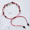 Pulsera de Seguridad Trenzada con Nudos y Cuentas Chinas Retro Hebilla de Seguridad Simple y Versátil Pulsera para Pareja Accesorios Ajustable Cristal