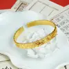 Pulseira Tradicional Vietnamita de Ouro de Areia com Palavras Auspiciosas, Pulseira Aberta para Mulheres, Liga de Cobre, Simulada, Cor Duradoura, Nova Joia Estilo Chinês