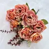 Nuevo Producto de Año Nuevo: Serie de Rosas Artificiales, Rosas de Esquina de Seda Dorada de 11 Cabezas, Decoración de Flores Falsas de Pie para Balcón de Casa, Venta al por Mayor de Fábrica