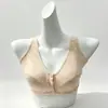 Sutiã sem fio para meia-idade e idosos, estilo colete com bojo fixo, respirável, fecho frontal, tamanho grande fino, roupa íntima feminina para mães
