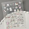 Pegatinas con Oso de Dibujos Animados en Relieve, Varios Diseños Mixtos, Pequeño Oso Blanco 3D con Auriculares, Pegatinas para Uñas DIY, Modelo Yl