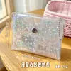 Bolsa de Almacenamiento de Doble Capa con Estampado Láser Colorido de Estrella y Flor Estilo Nuevo Japonés Bolsa Transparente de PVC para Colgar Llaves Billetera