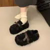 Zapatos con Plataforma de Suela Gruesa para Aumentar Altura, Forrados de Piel, para Mujer, Ropa de Exterior, Nueva Moda de Invierno 2026, Versátiles, sin Cordones, Zapatos Wawawa, Zapatos de Algodón Peludo