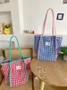Bolso de Hombro Cuadros Dopamina Contraste Gran Capacidad Bolso de Viaje Bolso Tote Doble Capa Bolsa Ligera de Tela Mochila para Estudiante Universitario
