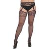 Medias de Rejilla Tallas Grandes Transfronterizas Sexy Sin Costuras Jacquard Modernas Estilo Europeo y Americano Medias de Rejilla con Liguero Pantimedias de Malla Negra