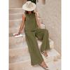 Moda Casual Elegante de Algodão e Linho para Primavera e Verão Conjunto de Duas Peças: Top Sem Mangas Solto e Calça Solta para Mulheres