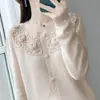 Cárdigan de Punto de Lana Merceizada 100% Cuello Redondo Chaqueta con Corte Diseño Nuevo Hecho a Mano en Ganchillo para Reducir la Edad y Dulzura Otoño e Invierno