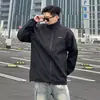 Chaqueta de Doble Cara con Estrellas Nueva para Hombre Primavera y Otoño, Moda Casual Holgada con Cuello Alto, Abrigo con Cremallera Resistente al Viento