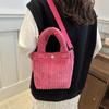 Bolso Cubo Sencillo 2024 Invierno Nuevo Corea del Sur Ins Pana Bolso de Hombro Cruzado Bolso de Mano con Texto para Mujer