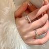 Anillo de Mariposa de Circonita Nicho de Lujo Ligero y Perla para Mujer, Atmósferico, Abierto, Ajustable, Lujo Ligero, para el Dedo Índice