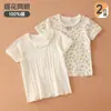Camiseta de Manga Corta para Niña Nueva de Verano para Niños Top de Cuello Redondo Clase a Pijama Delgado Guardería Bebé Camiseta Interior de Media Manga