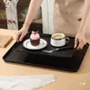 Bandeja Rectangular de Plástico Negro para Hotel con Logo, Bandeja Cuadrada Pequeña para Salón de Belleza, Bandeja de Exhibición Comercial