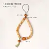 Cordón para teléfono Bodhi con amuleto de sándalo en forma de durazno, colgante para funda de teléfono de cuentas de oración budistas, correa de muñeca, accesorio anti-pérdida